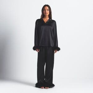 SKIMS Black Satin Pajama Set